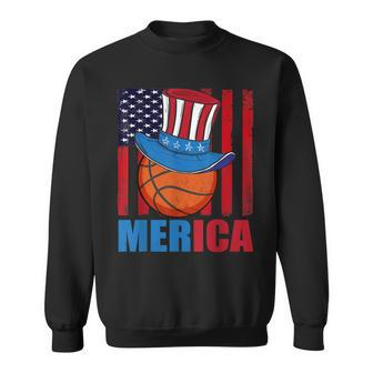 Basketball Uncle Sam 4Th Of July Boys Kids Ns Dribble Sweatshirt | Mazezy
