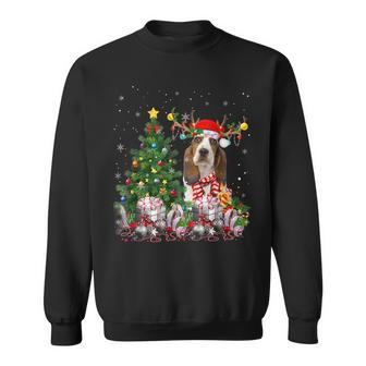 Basset Hound Dog Lover Matching Santa Christmas Tree Men Women Sweatshirt Graphic Print Unisex - Seseable