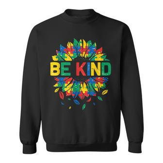 Be Kind Autism Awareness Women Girls Sunflower  Sweatshirt