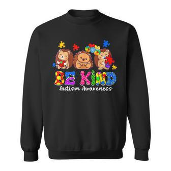Be Kind Hedgehog Puzzle Pieces Funny Autism Awareness Gifts  Sweatshirt