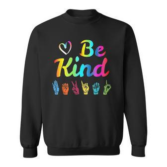 Be Kind Love Asl Sign Language Nonverbal Teacher Student Men Women Sweatshirt Graphic Print Unisex - Thegiftio UK