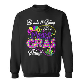 Beads & Bling Its A Mardi Gras Thing Cool Funny Leopard Sweatshirt - Seseable