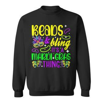 Beads And Bling Its A Mardi Gras Thing Cute Carnival Sweatshirt - Seseable