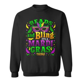 Beads And Bling Its A Mardi Gras Thing Cute Carnival Sweatshirt - Seseable