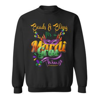 Beads And Bling Its A Mardi Gras Thing Fleur De Lis Mask Sweatshirt - Seseable