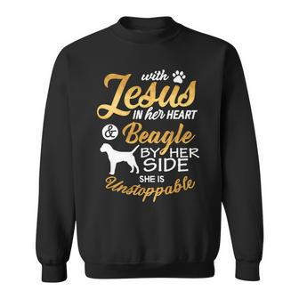 Beagle Dog With Jesus In Her Heart Mom Women 158 Beagles Sweatshirt - Monsterry