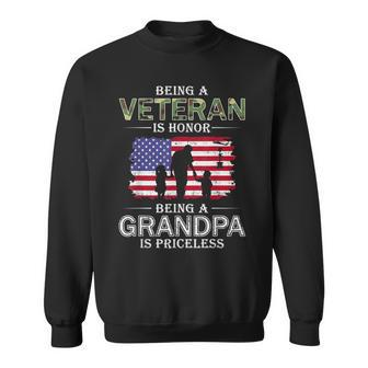 Being A Veteran Is Honor Grandpa Is Priceless-Proud Grandpa Men Women Sweatshirt Graphic Print Unisex - Seseable