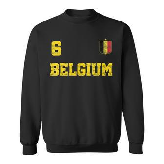 Belgium Soccer Jersey Number Six Belgian Flag Soccer Fan Men Women Sweatshirt Graphic Print Unisex - Seseable