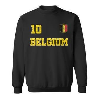 Belgium Soccer Jersey Number Ten Belgian Flag Soccer Fan Men Women Sweatshirt Graphic Print Unisex - Seseable