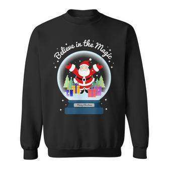 Believe In The Magic Merry Christmas Santa Snow Globe Decor Men Women Sweatshirt Graphic Print Unisex - Seseable