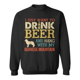 Bernese Mountain Dad Drink Beer Hang With Dog Funny Vintage Sweatshirt - Seseable