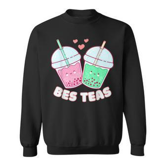 Bes Teas Cute Bestie Bubble Tea Boba Best Friends Sweatshirt - Seseable