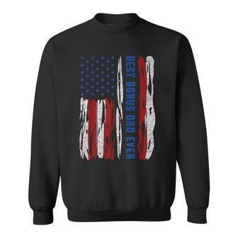 Best Bonus Dad Ever Us Flag Step Father Fathers Day Gift Gift For Mens Sweatshirt | Mazezy
