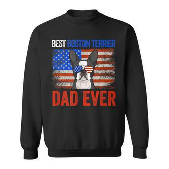 Best Boston Terrier Dad Ever American Flag Fathers Day Sweatshirt | Mazezy