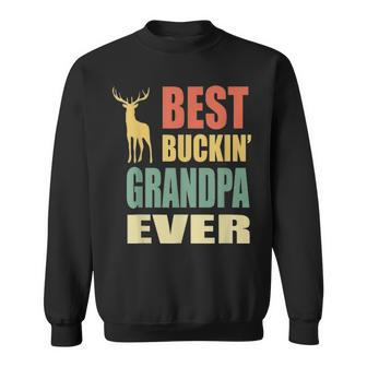 Best Buckin Grandpa Fathers Day Gift Idea Vintage Deer Sweatshirt - Seseable