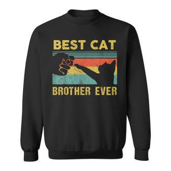 Best Cat Brother Ever Vintage Cats Happy Fathers Day Sweatshirt - Thegiftio UK