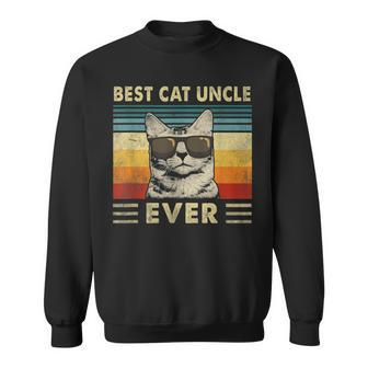 Best Cat Uncle Ever Vintage Retro Cat Dad Father Day Sweatshirt - Seseable
