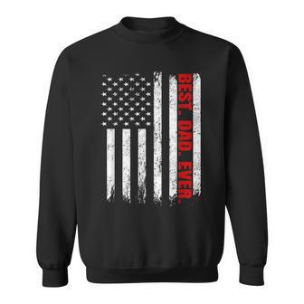 Best Dad Ever Usa Flag Fathers Day Firefighter Red Line Sweatshirt - Seseable