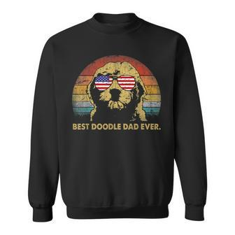 Best Doodle Dad Ever Usa Flag Retro Goldendoodle Lover Gift Gift For Mens Sweatshirt | Mazezy