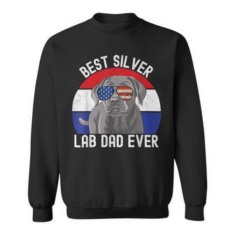 Best Silver Lab Dad Ever Vintage Patriotic American Flag Men Women Sweatshirt Graphic Print Unisex - Thegiftio UK