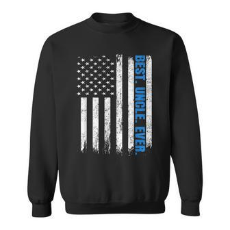 Best Uncle Ever Usa Flag Fathers Day Police Blue Line V2 Sweatshirt - Seseable