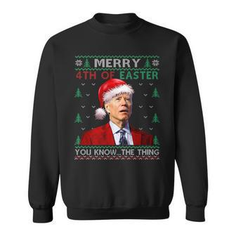 Biden Santa Merry 4Th Of Easter You Know Thing Xmas Ugly Sweatshirt - Seseable