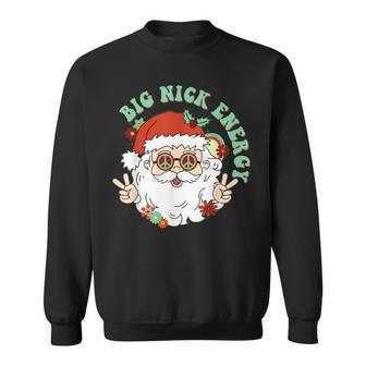 Big Nick Energy Vintage Christmas Hippie Santa Claus Men Women Sweatshirt Graphic Print Unisex - Seseable