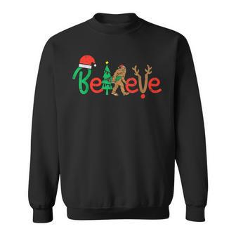 Bigfoot Believe In Christmas Funny Sasquatch Xmas Pajamas V3 Men Women Sweatshirt Graphic Print Unisex - Thegiftio UK