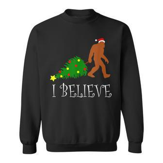 Bigfoot Christmas I Believe Festive Sasquatch Pajama Xmas Men Women Sweatshirt Graphic Print Unisex - Thegiftio UK