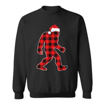 Bigfoot Christmas Sasquatch Santa Believe Red Plaid Pajamas Men Women Sweatshirt Graphic Print Unisex - Thegiftio UK