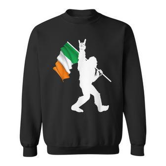 Bigfoot Rock And Roll On St Patricks Day With Irish Flag Sweatshirt - Seseable