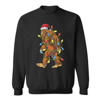 Bigfoot Santa Christmas Tree Lights Xmas Sasquatch Men Women Sweatshirt Graphic Print Unisex - Thegiftio UK