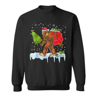 Bigfoot Santa Hat Christmas Tree Lights Funny Xmas Sasquatch V2 Men Women Sweatshirt Graphic Print Unisex - Thegiftio UK