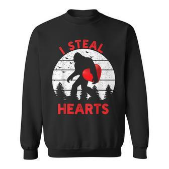 Bigfoot Sasquatch Yeti Believe I Steal Hearts Valentines Day Sweatshirt - Seseable