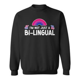 Bisexual Bi Pride Flag Pun Im Not Just Bi-Lingual Men Women Sweatshirt Graphic Print Unisex - Seseable