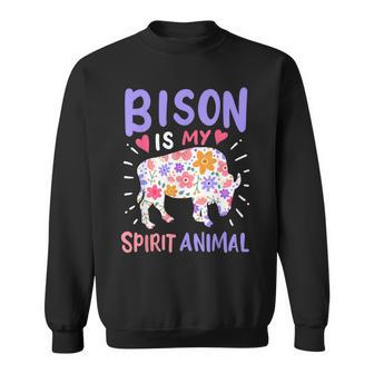 Bison Spirit Animal Men Women Sweatshirt Graphic Print Unisex - Seseable
