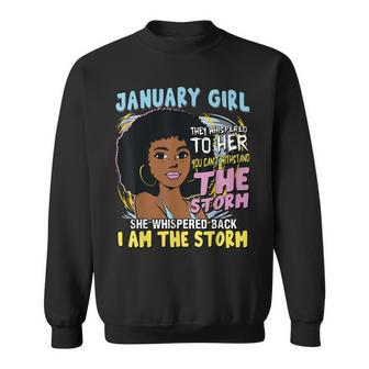Black Melanin January Afro Birthday Girl Capricorn Aquarius Sweatshirt | Mazezy