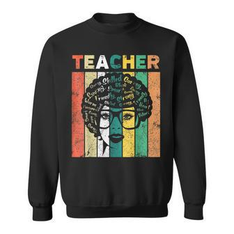 Black Woman Teacher Afro Black History Month Melanin V6 Sweatshirt - Seseable