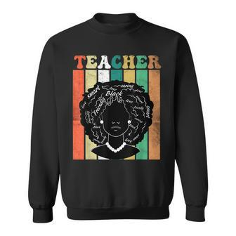 Black Woman Teacher Afro Retro Black History Month Gift V2 Sweatshirt - Seseable