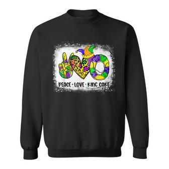 Bleached Peace Love King Cake Mardi Gras Festival Party Sweatshirt - Seseable