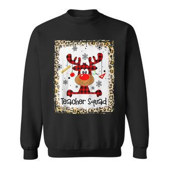 Bleached Teacher Squad Reindeer Funny Christmas Men Women Sweatshirt Graphic Print Unisex - Seseable