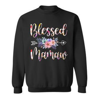Blessed Mamaw Mothers Day Floral Funny Sweatshirt - Seseable