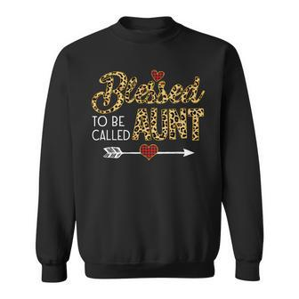 Blessed To Be Called Aunt Leopart Red Plaid Buffalo Xmas Sweatshirt