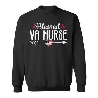 Blessed Va Nurse Cute Rn Veteran Nursing Gift Women Men Women Sweatshirt Graphic Print Unisex - Seseable