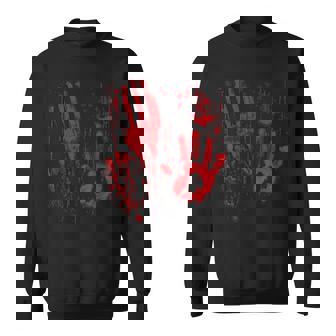 Blood Hands Splatters Red Bloody Handprints Zombie Outbreak Men Women Sweatshirt Graphic Print Unisex - Thegiftio UK
