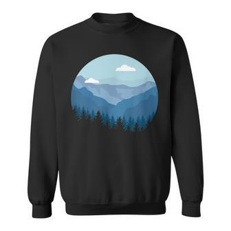 Blue Mountain And Forest Scene Silhouette Sweatshirt | Mazezy