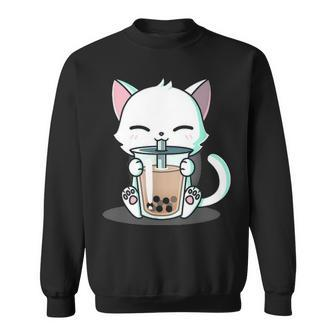 Boba Cat Kawaii Kitten Drinking Boba Cat Sweatshirt - Seseable