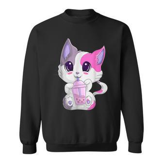 Boba Tea Cat Bubble Tea Cat Kawaii Anime Neko Girls Ns Sweatshirt - Seseable