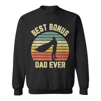 Bonus Dad Gift Cool Retro Hero Best Bonus Dad Ever Gift For Mens Sweatshirt | Mazezy