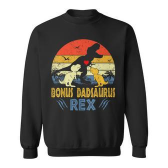 Bonus Dad Saurus T Rex Dinosaur Dad 2 Kids Family Matching Sweatshirt | Mazezy